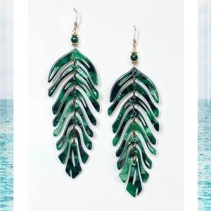 Resin Feather Earrings Malachite